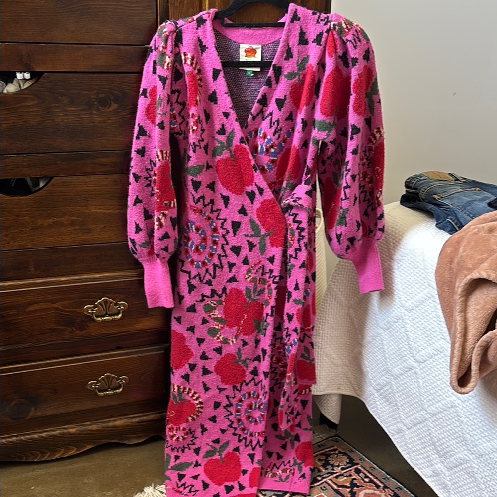 Pink Snake Fruit Sweater Dress Sz S